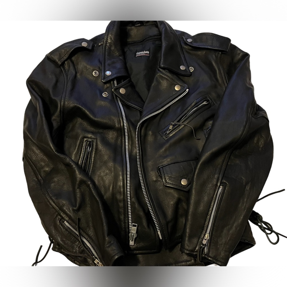 Womens vintage black leather jacket